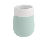 WENKO Gobelet Salle de Bain, Porte Brosse à Dent Malta, céramique, Ø 8x10,8 cm, vert menthe/blanc