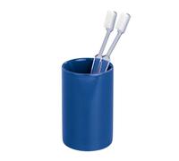 WENKO Gobelet Polaris Bleu foncé - Porte-Brosse à Dents pour la Brosse à Dents et Le Dentifrice, Céramique, 7 x 11 x 7 cm, Bleu foncé