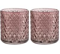 WENKO Gobelet pour Brosse à Dents Atessa Altrosa, Petit gobelet en Verre avec Surface formée de Petits Losanges, gobelet pour se rincer la Bouche dans la Salle de Bain et Les Toilettes, Ø 7,5 x 10 cm