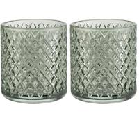 WENKO Gobelet pour Brosse à Dents Atessa Mint, Petit gobelet en Verre avec Surface formée de Petits Losanges, gobelet pour se rincer la Bouche dans la Salle de Bain et Les Toilettes, Ø 7,5 x 10 cm