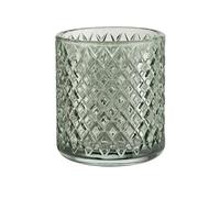 WENKO Gobelet pour brosse à dents Atessa Mint, petit gobelet en verre avec surface formée de petits losanges, gobelet pour se rincer la bouche dans la salle de bain et les toilettes, Ø 7,5 x 10 cm