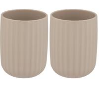 WENKO Gobelet pour brosses à Dents Agropoli Beige, pour Le Rangement de brosses à Dents et Le Dentifrice, en Plastique Haute qualité et à la Surface structurée, sans BPA, Ø 7,5 x 10 cm (Lot de 2)