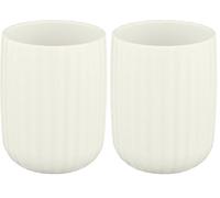 WENKO Gobelet pour brosses à Dents Agropoli Blanc crème, pour Le Rangement de brosses à Dents et Le Dentifrice, en Plastique Haute qualité et à la Surface structurée, sans BPA, Ø 7,5 x 10 cm