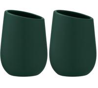 WENKO Gobelet pour brosses à Dents Badi, gobelet en céramique à Surface Mate, gobelet pour Le Rangement de brosses à Dents et du Dentifrice, idéal pour la Salle de Bain, Ø 8 x 11 cm, Vert foncé