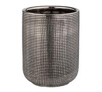 WENKO Gobelet pour brosses à dents Rivara, rangement pour brosses à dents et dentifrice, céramique haut de gamme, décoration élégante pour la salle de bain, peint à la main, Ø 7,5 x 9,5 cm, argenté