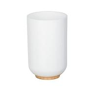 WENKO Gobelet Salle de Bain Bambou, Porte Brosse à Dent, Posa, blanc/bambou, Ø 7 x 11 cm