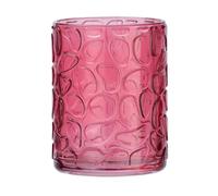WENKO Gobelet Vetro ronde Rose - Porte-brosse à dents pour la brosse à dents et la pâte dentifrice, Verre, 7.5 x 10 x 7.5 cm, Rose