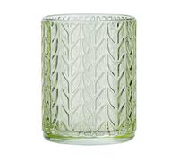 WENKO Gobelet Vetro Vert - Porte-brosse à dents pour la brosse à dents et la pâte dentifrice, Verre, 7.5 x 10 x 7.5 cm, Vert