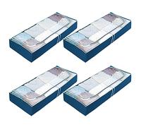 WENKO Housse de Rangement sous lit Air | 4 Sacs de Rangement pour vêtements et couettes | Rangement Respirant et Anti-poussière | Dimensions (l x h x p) 105 x 15 x 45 cm | Bleu Transparent