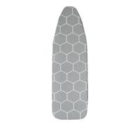 WENKO Housse de Table à Repasser 125x45 cm, jusqu'à 50% Gain Temps, Coton | OEKO-TEX, plus rapide par chaleur réfléchie, repassage vapeur, rembourrage confort, clip tendeur, S/M, gris, Mod Alu-Comfort