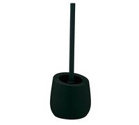 WENKO Kit d'accessoires pour WC Badi, accessoires de bain en céramique à surface mate, brosse WC noire incl. avec tête de brosse en silicone d'un Ø de 7,5 cm, anti-adhésive, Ø 13,5 x 38 cm, vert foncé