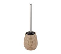 WENKO Kit d'accessoires pour WC Bellante, support à brosse WC (incluse) en céramique haute qualité, tête de brosse interchangeable en silicone noir, pour le nettoyage hygiénique, Ø 12 x 40,7 cm, sable