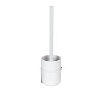 WENKO Kit d'accessoires pour WC Turbo-Loc® Carpino, porte-brosse WC en plastique de haute qualité à fixer sans percer sur surface lisse, brosse WC avec cache flexible, support mural en métal, blanc