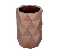 WENKO Lanciano Gobelet élégant pour Ranger Le brossage des Dents ou Les ustensiles de Maquillage au Design Original et texturé en polyrésine de qualité supérieure 7,5 x 11 cm Bronze