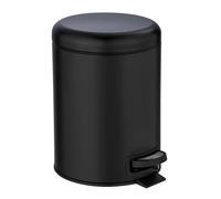 WENKO Poubelle cosmétique à pédale Leman | Anti Trace | 5 litres | Petite Poubelle pour Salle de Bain avec Support à Sacs Poubelle intégré | INOX | 21x24x28 cm |Noir Mat