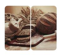 WENKO Lot de 2 cache-plaques universels Mod. Pain, hauteur réglable, pour tous types de feux, planche à découper et protection anti-éclaboussures, en verre, 30 x 52 cm