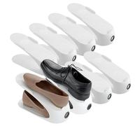 WENKO Lot de 8 Supports à Chaussures, Blancs, empilables Les UNS sur Les Autres, avec Trou de préhension pour Une Manipulation Facile