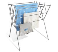WENKO Maximex Étendoir télescopique en INOX | Séchoir à Linge Extensible et Pliant pour Un séchage Efficace | Dimensions 54-92 x 96,5 x 65,5 cm | Acier Inoxydable | Couleur Argent Brillant