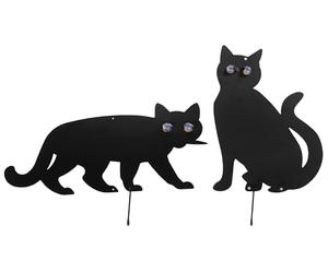 WENKO Maximex Lot de 2 Chats effaroucheurs d'oiseaux, Chasse Les hôtes indésirables du Jardin, en métal laqué Noir, avec Yeux en Forme de Billes Scintillantes, Dimensions (l x h) : 37 x 24 cm