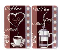 WENKO Maximex Protection Plaque de Cuisson Café en Verre trempé | pour Toute Plaque | Couvre Plaque de Cuisson, Planche à découper, Extension Plan de Travail | Lot de 2 | 52x30cm | Multicolore