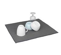 WENKO Mikrofaser Abtropfmatte Miko Grau - Trockenmatte, Spülbeckenmatte für Geschirr, Polyester, 40 x 47 cm, Grau