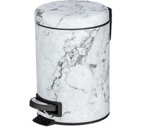 WENKO Mini Poubelle salle bain Onyx, poubelle à pédale, capacité 3L, acier effet ""marbre"", 17x25x22,5 cm, gris