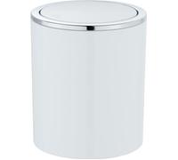 WENKO Mini Poubelle Salle de Bain Inca, Poubelle à Couvercle Basculant, Capacité 2L, Plastique haut de gamme, Ø 14 x 16,8 cm, Blanc