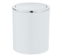 WENKO Mini Poubelle Salle de Bain, Poubelle à Couvercle, 2L, Inca, Blanc, Plastique Haut de Gamme, Ø 14 x 16,8 cm