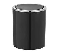 WENKO Mini Poubelle Salle de Bain Inca, Poubelle à Couvercle Basculant, Capacité 2L, Plastique haut de gamme, Ø 14 x 16,8 cm, Noir