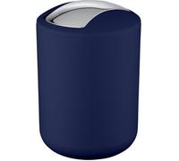 WENKO Mini Poubelle Salle de Bain, Poubelle à couvercle basculant Brasil, 2L, Plastique, 14x21x14 cm, Bleu foncé