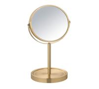 WENKO Miroir Coiffeuse ALATA Doré | Miroir de Maquillage à poser | Grossissement x3 | Double Face & Pivotant | Or Mat | Ø17 cm