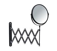 WENKO Miroir cosmétique mural à bras télescopique double face grossissement x3 Noir