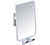 WENKO Miroir Anti Buée Quadro, Miroir Cosmétique Vacuum-Loc® fixation sans perçage, Plastique, 8x14x19.5 cm, Brillant