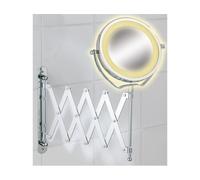 WENKO Miroir cosmétique mural télescope Brolo - réglable en hauteur, orientable, Acier, 18.5 x 38.5 x 45 cm, Chromé