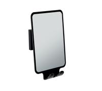 WENKO Miroir Mural Anti-buée Modèle Quadro Noir | Miroir sans perçage avec Fixation Vacuum-loc pour Salle de Bain | Dimensions 14 x 19,5 x 8 cm | Matériau ABS et Verre | Couleur Noir