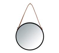 WENKO Miroir Mural Borrone Rond, Miroir avec Cadre métallique Noir et Bretelle de Suspension, Miroir décoratif au Design Vintage, Verre/métal, Ø 30 cm, Noir