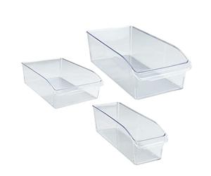 WENKO Organisateur de réfrigérateur E2V | Set de 3 bacs de Rangement en Pet Transparent pour frigo | Boîte de Conservation frigo | Dimensions (L x H x P) 31 x 9,5 x 20 cm