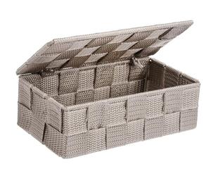 WENKO Organiseur de Salle de Bains Adria Mini avec Couvercle Taupe - Aufbewahrungsbox, Badkorb mit Deckel, Polypropylène, 18 x 6.5 x 10 cm, Taupe
