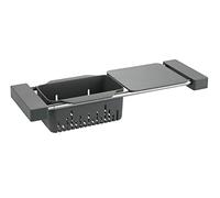 WENKO Organiseur évier, Plateau évier 3en1 : Panier de Rangement, Passoire et Planche à découper Extensible, Acier INOX, Cami