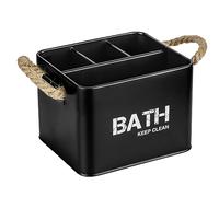 WENKO Organiseur Salle de Bain, Bac de Rangement Salle de Bain, 4 Compartiments, Noir, Gara Bath