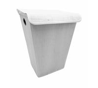 Wenko Panier à Linge Avec Sac + Couvercle Blanc 55L Bambou 45x60x33cm Bambou