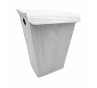 Wenko Panier à Linge Avec Sac + Couvercle Blanc 55L Bambou 45x60x33cm Bambou