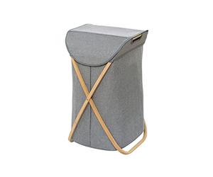 WENKO Panier à Linge Bahari - Panier à Linge Capacité: 79 l, Bambou, 40 x 68 x 46 cm, Marron