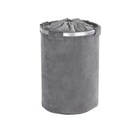 WENKO Panier à linge Cordoba, panier à linge sale avec cordon fermeture, capacité 68 litres, Polyester - aluminium, Ø 40x54 cm, gris