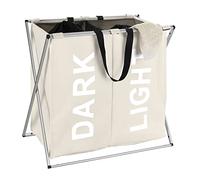 WENKO Panier à Linge Duo Beige - 2 Compartiments à Linge Capacité: 120 l, Polyester, 59 x 57 x 38 cm, Beige