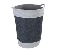 WENKO Panier à Linge en Feutre Bea, Corbeille à Linge avec Deux anses Blanches, Volume 75 l, fabriqué à Base de Feutre en Polyester recyclé Gris, Design Tissage Blanc, Ø 38 x 55 cm