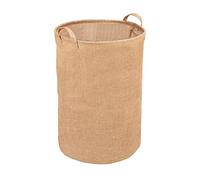 WENKO Panier à linge Juna rond, panier à linge 100 % jute, collecter le linge sale de la salle de bain et la chambre, panier de rangement avec deux poignées pour transport facile, Ø 38 x 55 cm, marron
