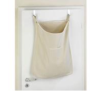 WENKO Panier à linge mural Canguro, panier à linge suspendu, Capacité 65L, 100% Coton - crochet en acier inoxydable, beige