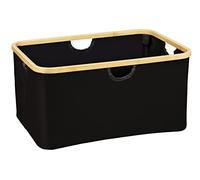 WENKO Panier à linge pliable Ecori | Panier à linge en bambou FSC avec 4 grifflöchern | Panier à linge design noir | Dimensions (l x h x p) 54 x 26 x 36 cm | Bambou et polyester recyclé