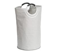 WENKO Panier à Linge Souple Jumbo | Panier à Linge Sale |Sac Multi Usage Ideal pour Les Courses| Poignée Souple en Aluminium | Capacité 69L | Polyester - Aluminium | 38x72 cm | Beige